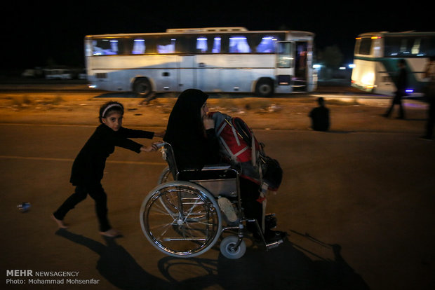 Arbaeen pilgrims walking from Najaf to Karbala