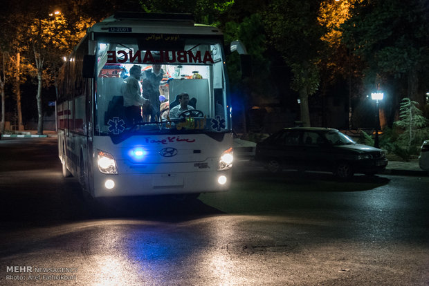 انتقال مصودمين  زلزله کرمانشاه به بيمارستان شهید مدنی كرج