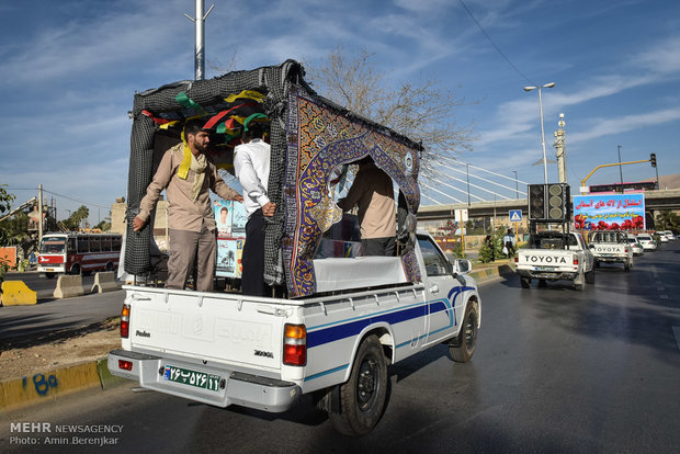 ورود پیکر 5 شهید نیروی انتظامی به شیراز