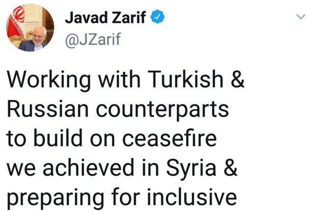 ظريف: نعمل مع تركيا وروسيا لتوفير حوار شامل بين السوريين
