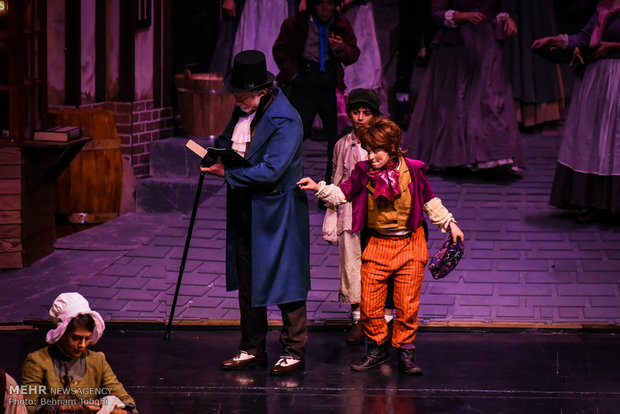 Oliver Twist musical on stage in Tehran