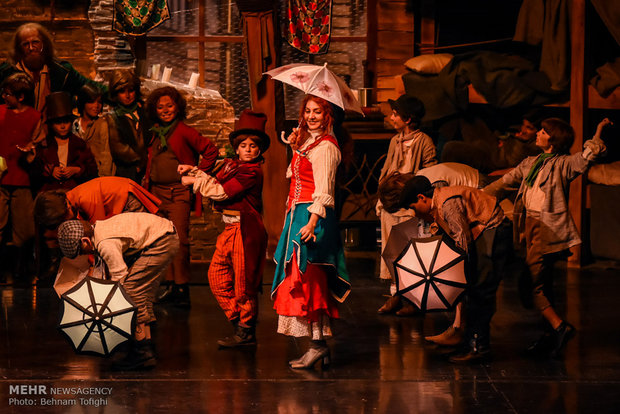 Oliver Twist musical on stage in Tehran