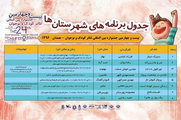 ۷ نمایش صحنه‌ای و ۴ تئاتر خیابانی امروز در همدان اجرا می‌شود