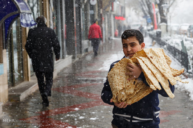 Snow whitens streets of Tabriz