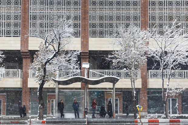 Snow whitens streets of Tabriz