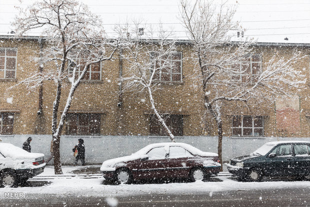 Snow whitens streets of Tabriz