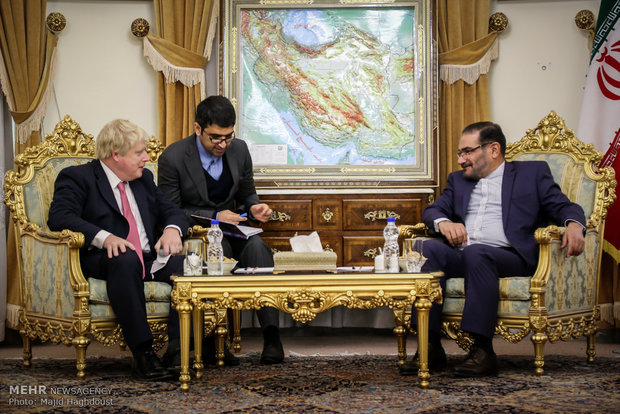 UK Foreign Sec. Johnson received by Shamkhani