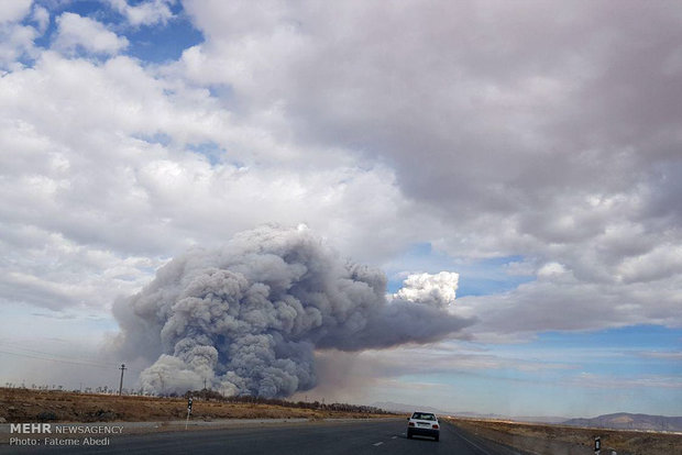 Fire outbreak at Mighan Wetland