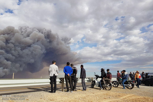 Fire outbreak at Mighan Wetland