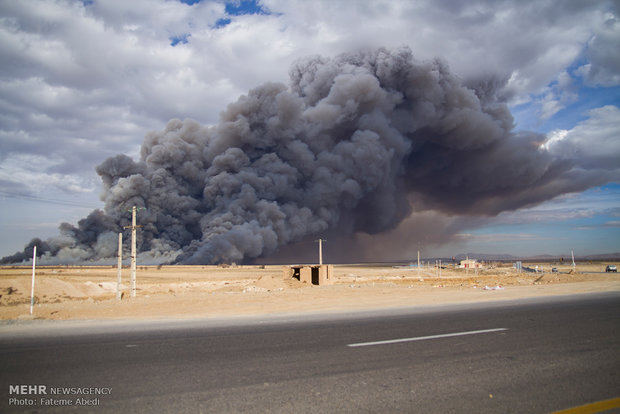 Fire outbreak at Mighan Wetland