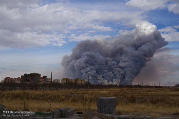 Fire outbreak at Mighan Wetland