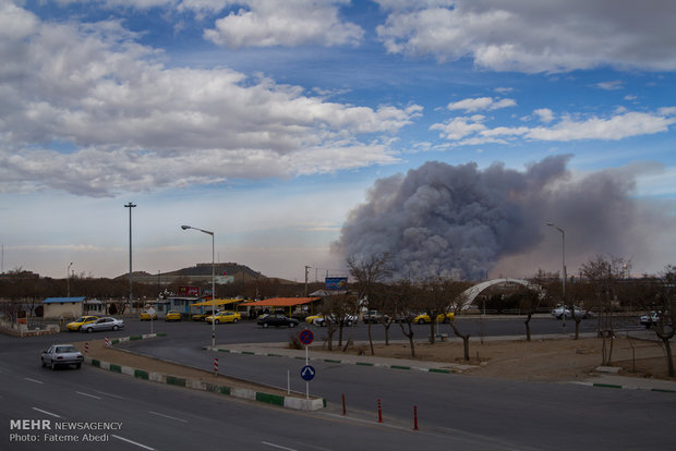 Fire outbreak at Mighan Wetland