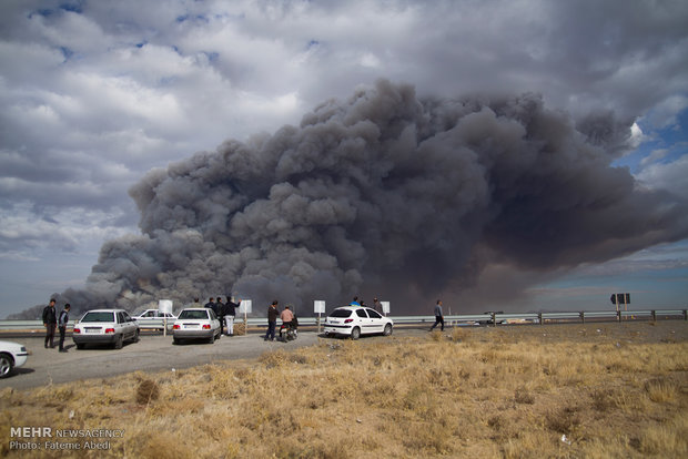 Fire outbreak at Mighan Wetland