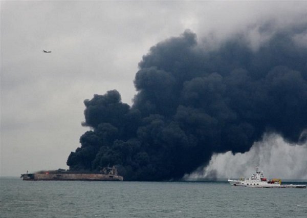 Iran oil tanker ablaze, sinking after collision off China Coast