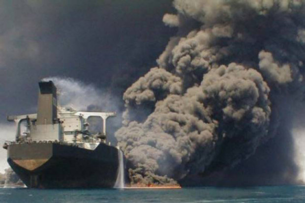 Iranian tanker burns for 3rd day after collision off China coast