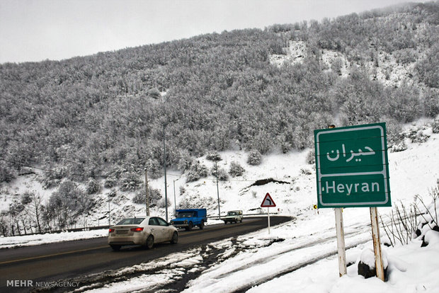 زیبایی های زمستانی گردنه کوهستانی حیران