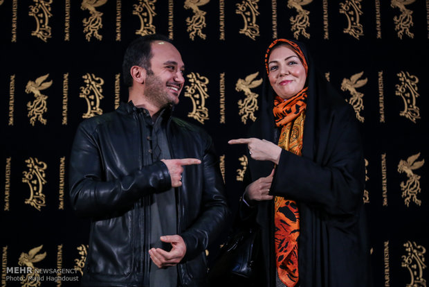 آزاده نامداری و احسان کرمی در حاشیه سی و ششمین جشنواره فیلم فجر