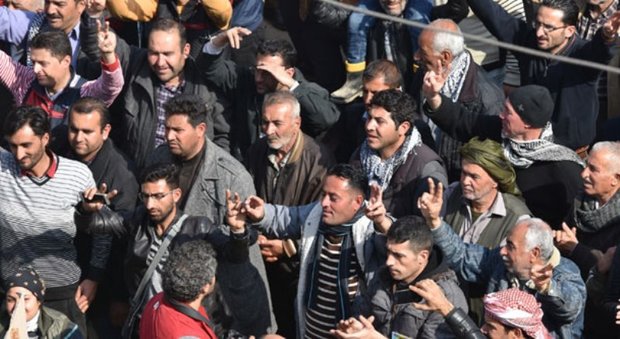 Afrin’s citizens take to streets denouncing Turkish assault