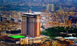 A view of Tehran with Espinas Palace Hotel in the foreground