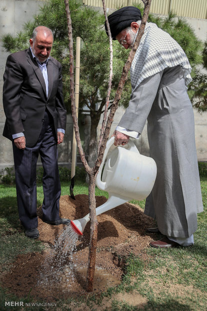 Ayat. Khamenei plants 2 saplings to mark Arbor Day