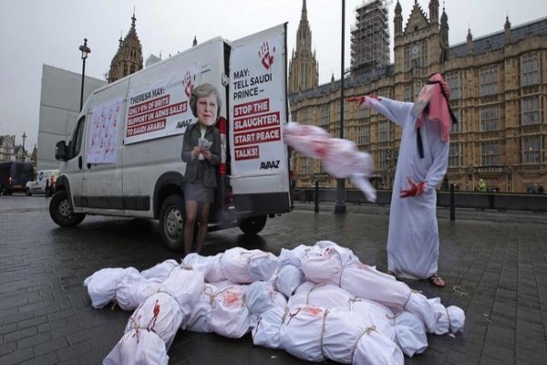 لندن میں سعودی عرب کے ولیعہد کے دورے کے خلاف احتجاجی مظاہرہ