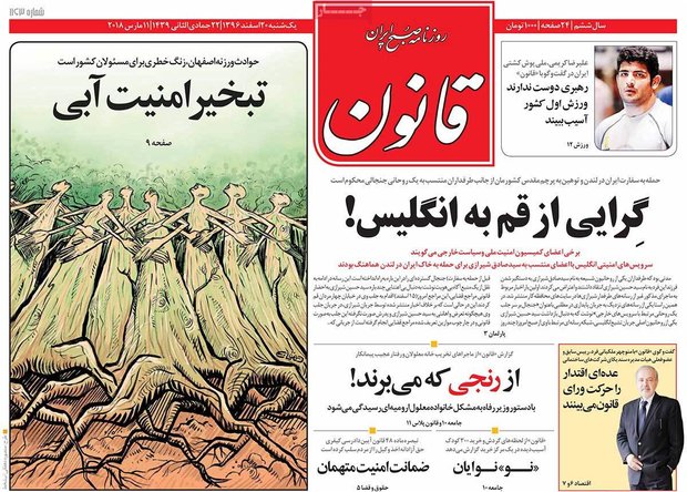 صفحه اول روزنامه‌های ۲۰ اسفند ۹۶