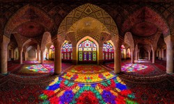 An interior view of Nasir al-Molk Mosque in Shiraz, southern Iran