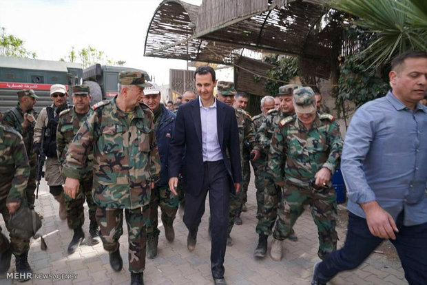 شام کے صدر نے مشرقی غوطہ کے محاذ کا دورہ کیا