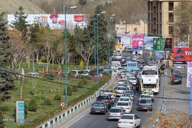 ترافیک در محور ورودی جاده چالوس و بزرگراه البرز قزوین