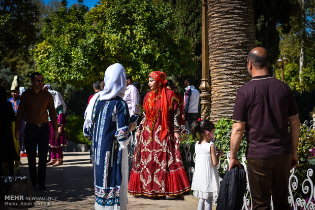 گردشگران نوروزی در باغ ارم شیراز