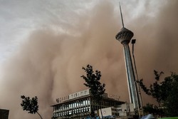 An undated photo of a severe sand and dust storm hitting Tehran
