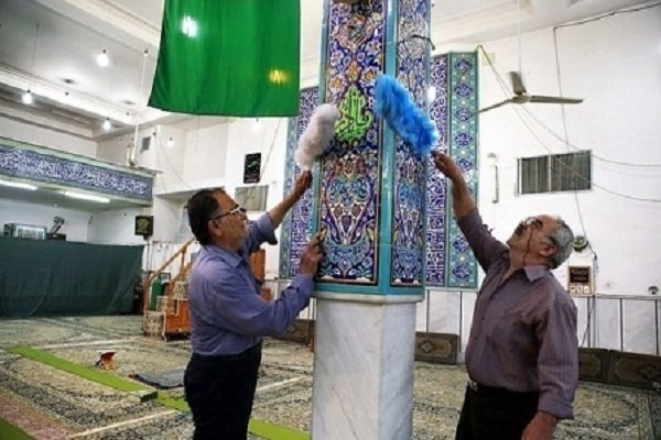 غبار روبی ۱۲۰ مسجد تویسرکان در آستانه ماه رمضان