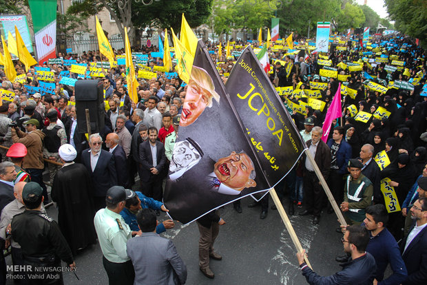 تظاهرات حاشدة في تبريز تشجب انسحاب امريكا من الاتفاق النووي