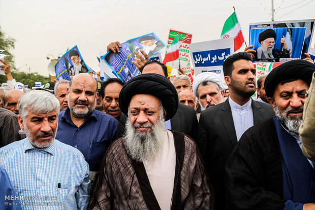 تظاهرات حاشدة في اهواز تشجب انسحاب امريكا من الاتفاق النووي