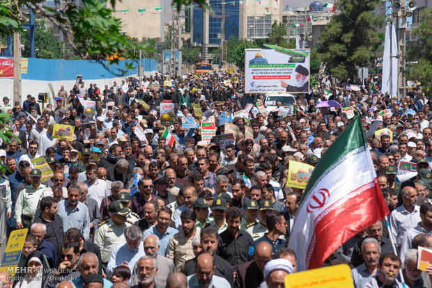 حضور پرشور ملت ایران در راهپیمایی روز قدس خلق حماسه دیگری بود