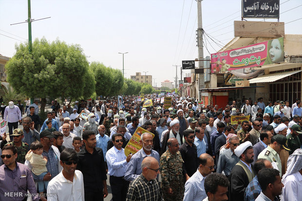 راهپیمایی روز قدس در شهرستان میناب