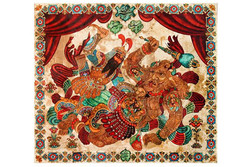 «هفت خان رستم» به شاهنامه وفادار است/ نقاشی روی بوم‌های دست‌ساز