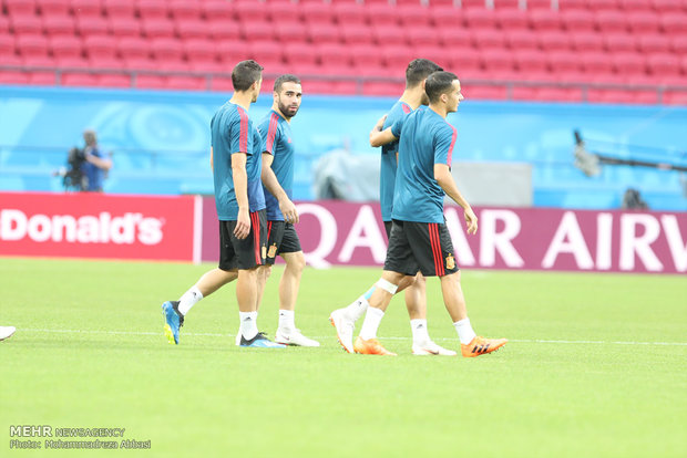 Spain's training session before meeting Iran