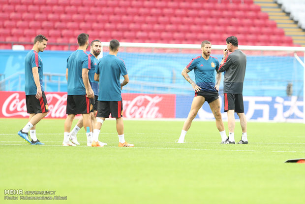 Spain's training session before meeting Iran