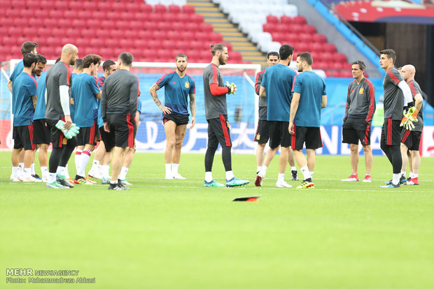 Spain's training session before meeting Iran