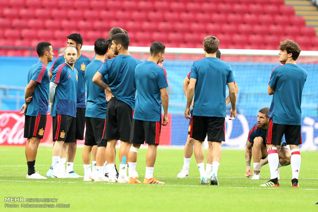 Spain's training session before meeting Iran