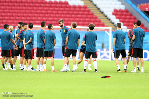 Spain's training session before meeting Iran