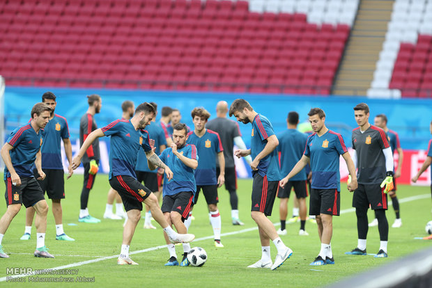 Spain's training session before meeting Iran