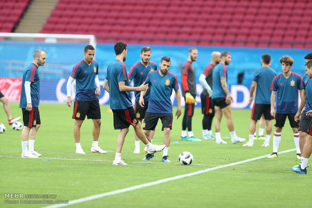 Spain's training session before meeting Iran