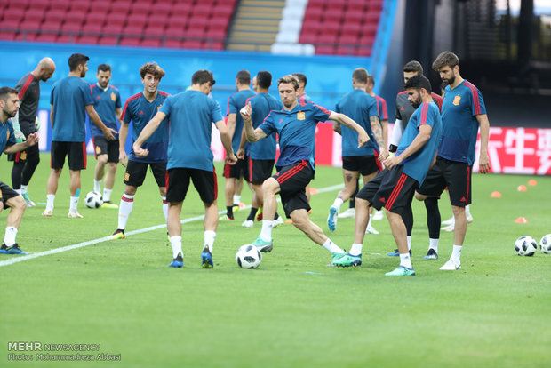 Spain's training session before meeting Iran