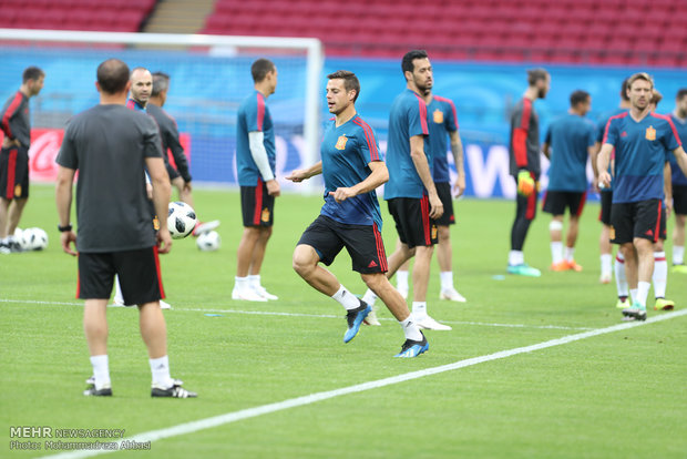 Spain's training session before meeting Iran