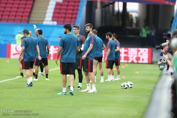 Spain's training session before meeting Iran