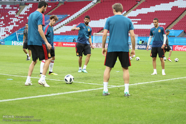 Spain's training session before meeting Iran