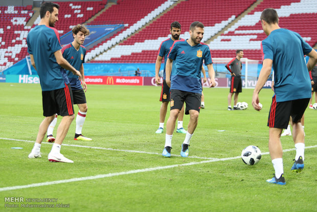 Spain's training session before meeting Iran