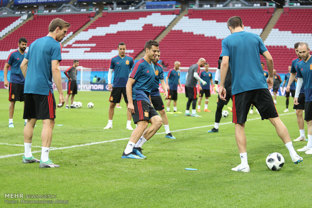 Spain's training session before meeting Iran